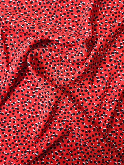 Red Irregular Spot Viscose Crepe