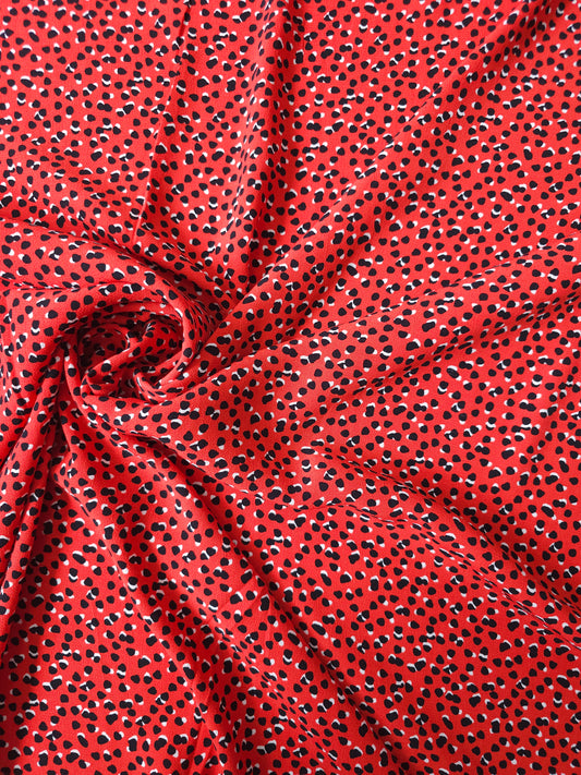 Red Irregular Spot Viscose Crepe