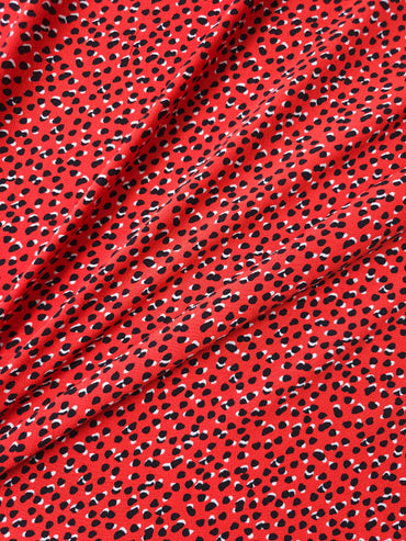 Red Irregular Spot Viscose Crepe