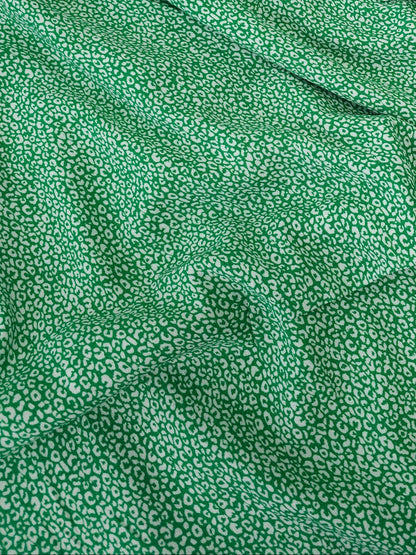 Green Ditsy Leopard Print Viscose Crepe