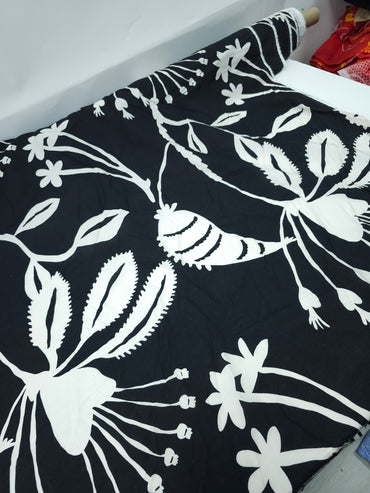 Black/Cream Large Floral Modal Cotton