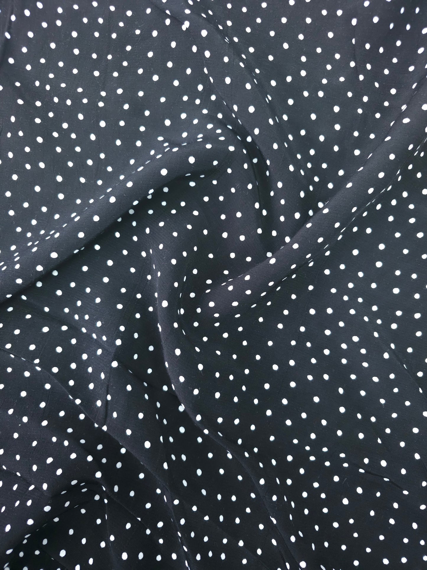 Black/White Mini Polka Viscose Crepe