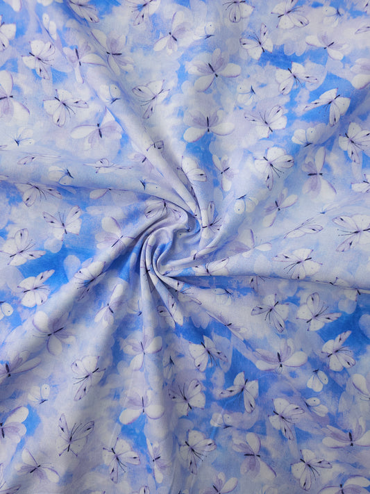 Lavender Blue Butterfly Cloud 100% Cotton *DEFECT*