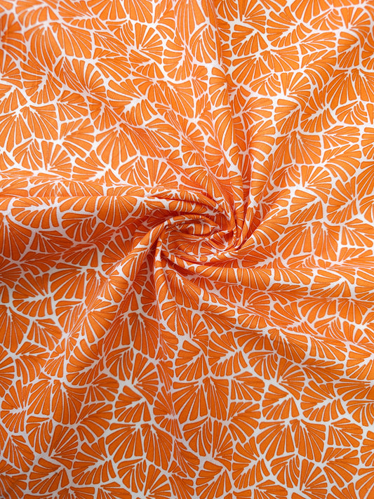 Orange Fan Leaf Calico Cotton