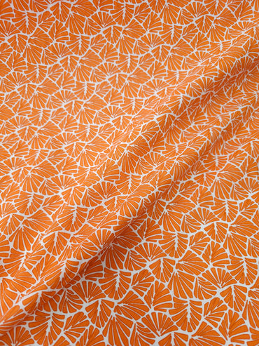 Orange Fan Leaf Calico Cotton