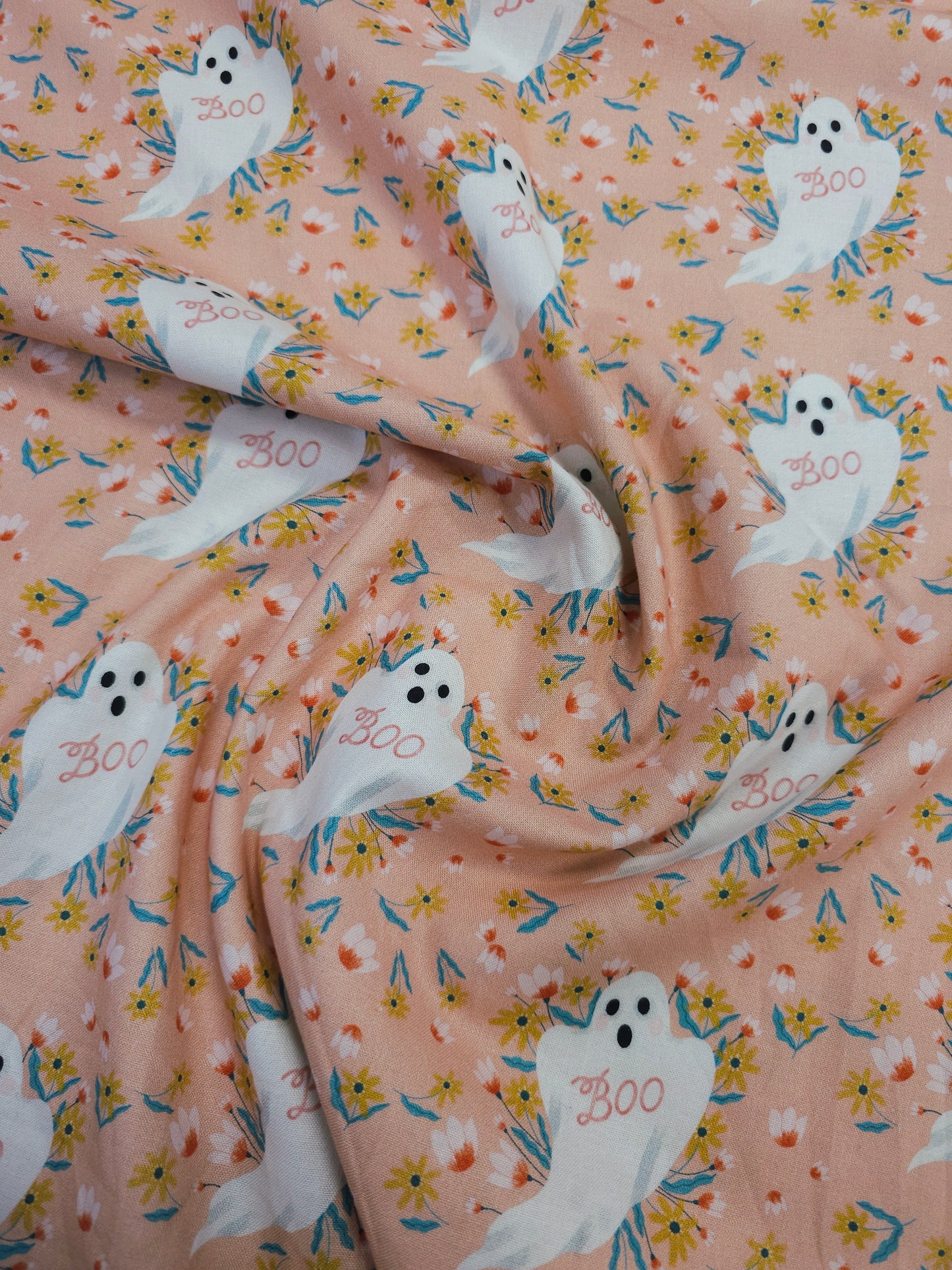 Salmon Pink Boo Ghost 100% Cotton