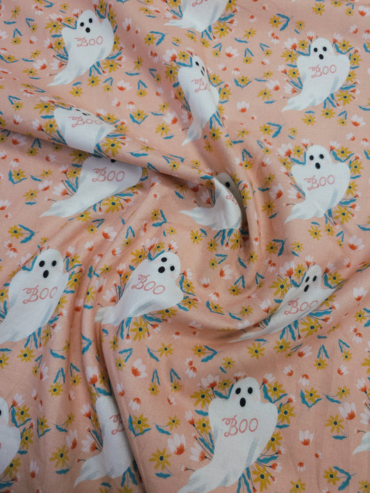 Salmon Pink Boo Ghost 100% Cotton