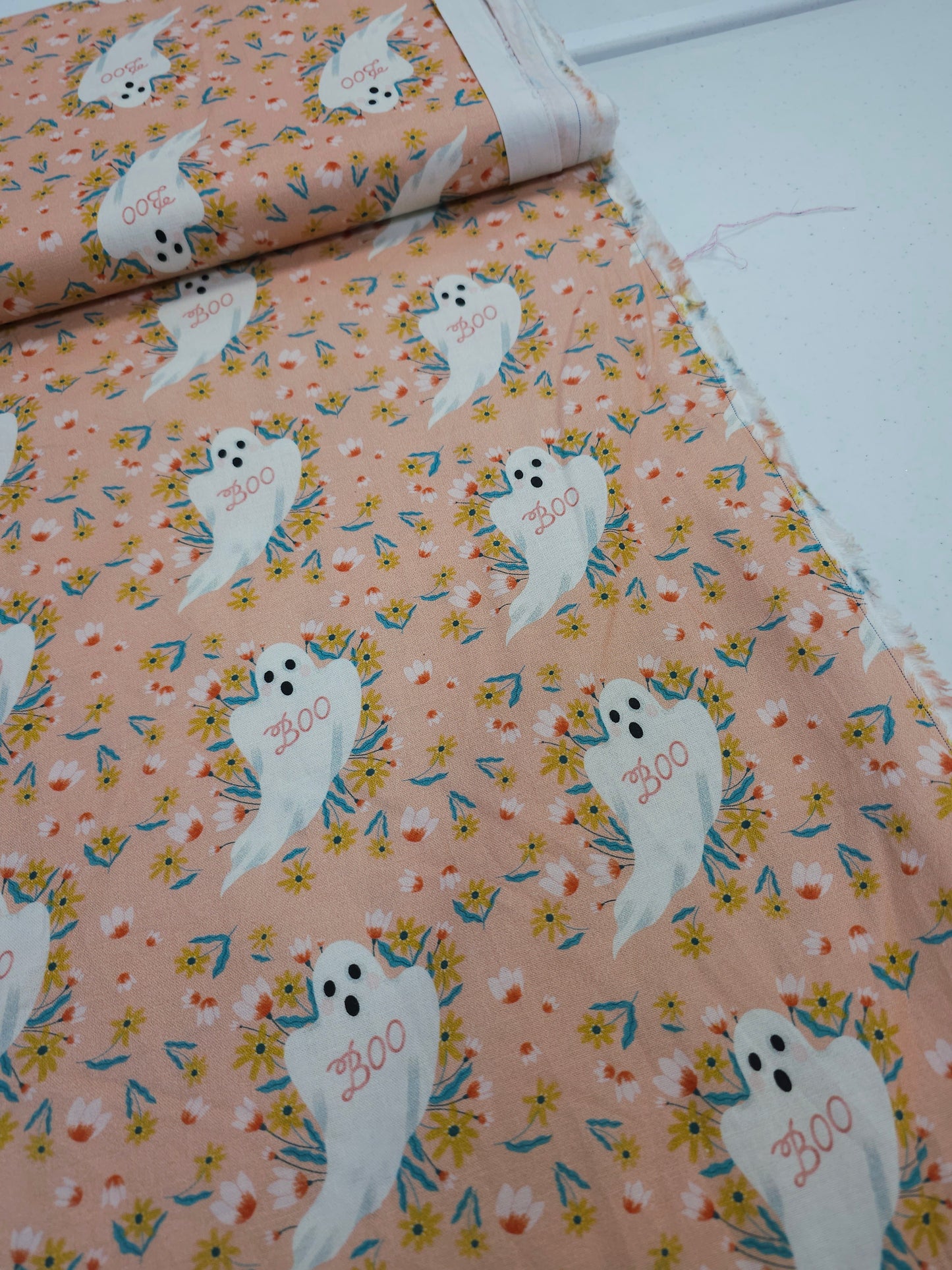 Salmon Pink Boo Ghost 100% Cotton