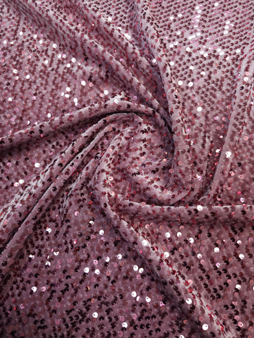 Mauve Pink Velvet Sequin