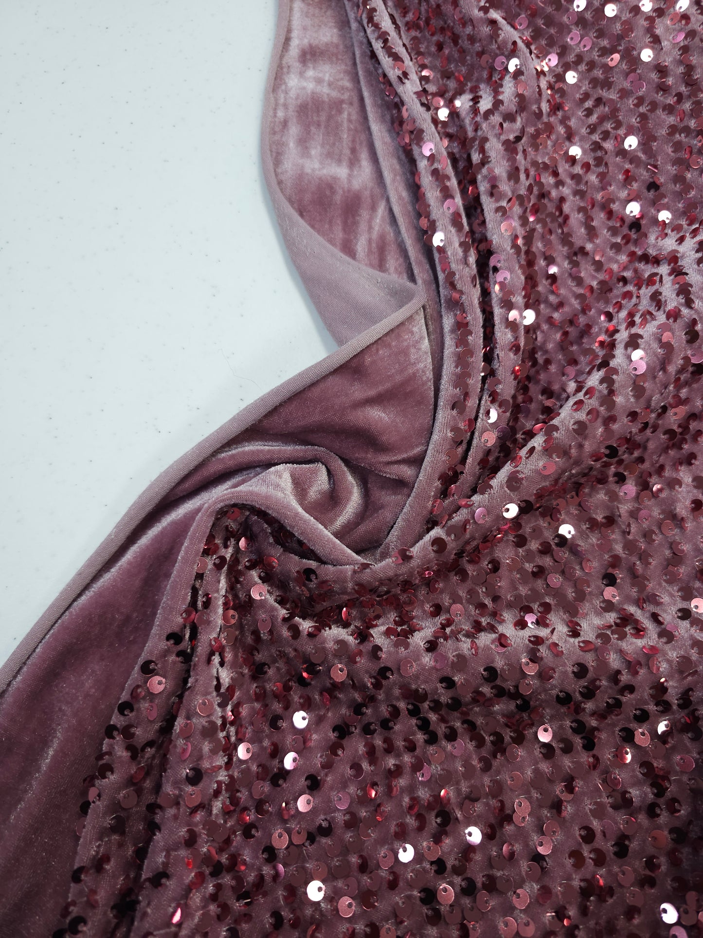 Mauve Pink Velvet Sequin