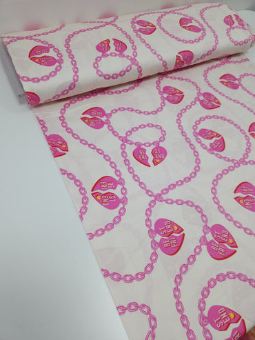 Pink Bestie Chain Cotton Sateen 108" - Tula Pink *Defect* (Various Sizes)