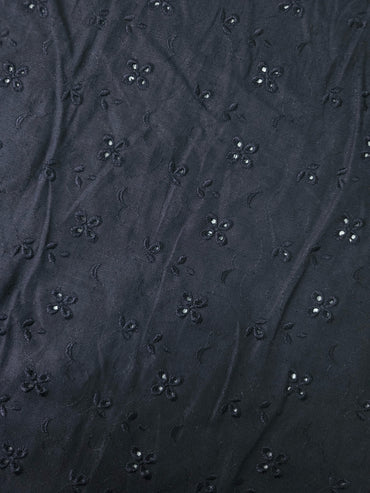 Black Petal Floral Anglaise Linen