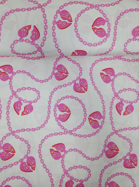 Pink Bestie Chain Cotton Sateen 108" - Tula Pink *Defect* (Various Sizes)