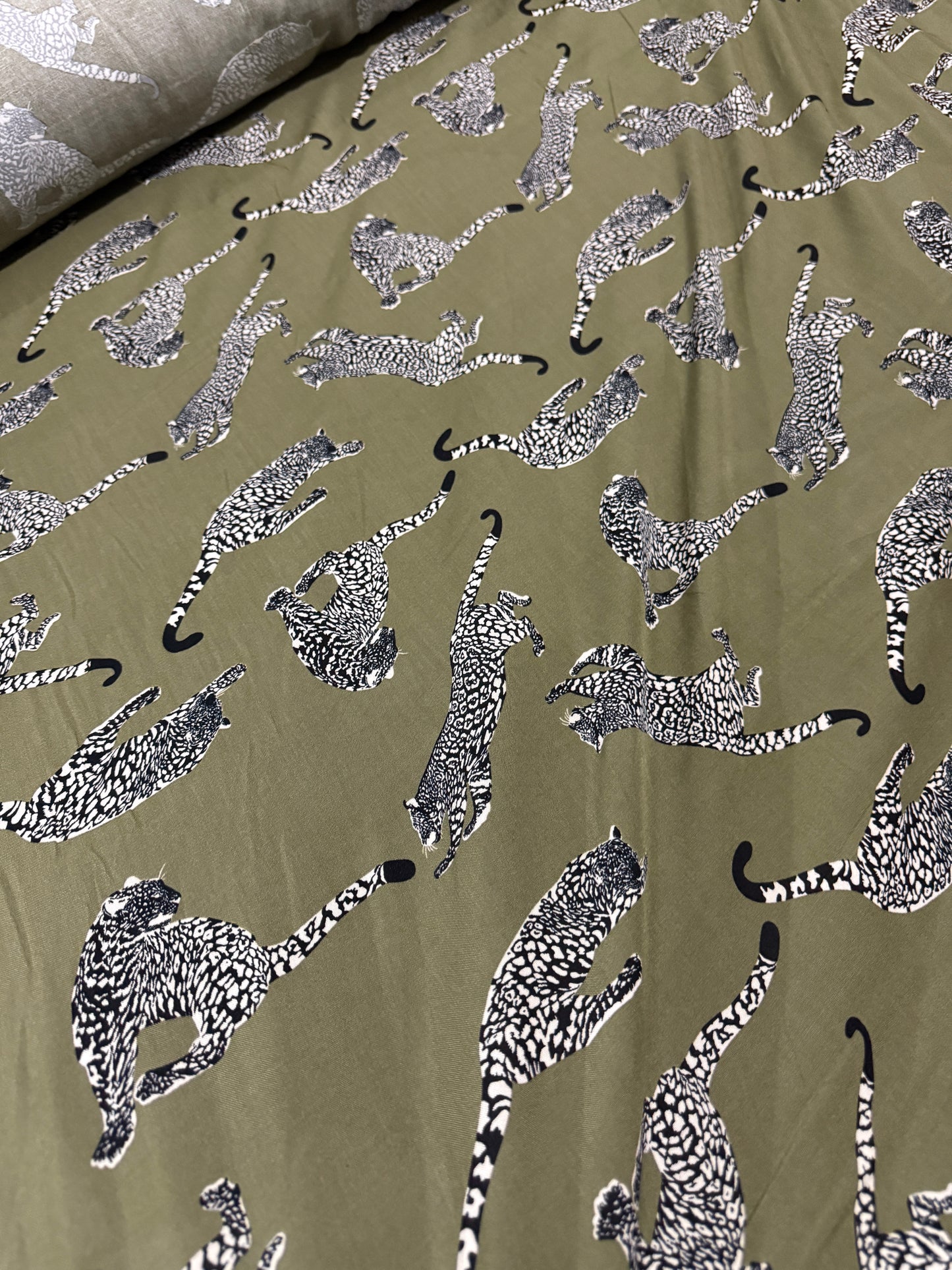 *PRE-ORDER* Khaki Leopard Viscose Challis