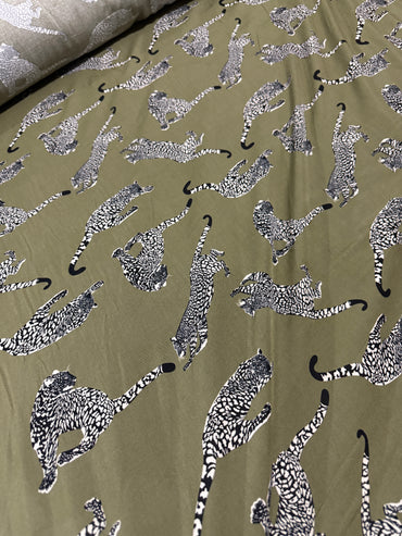 *PRE-ORDER* Khaki Leopard Viscose Challis