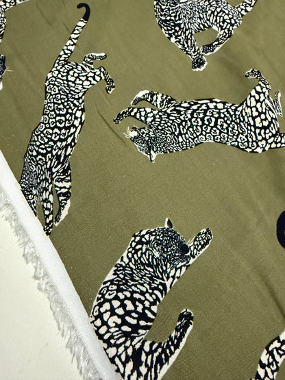 *PRE-ORDER* Khaki Leopard Viscose Challis