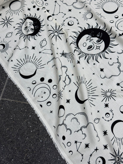 *PRE-ORDER* Black/White Celestial Moonface Viscose Challis