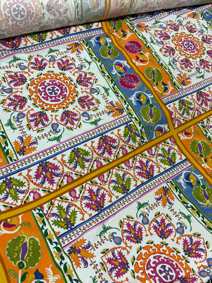 *PRE-ORDER* Orange/Pink Floral Sicilian Mandala Cotton Poplin