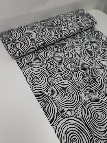 Monochrome Onion Rings Cotton Sateen 108" - Kaffe Fassett *Defect* (Various Sizes)