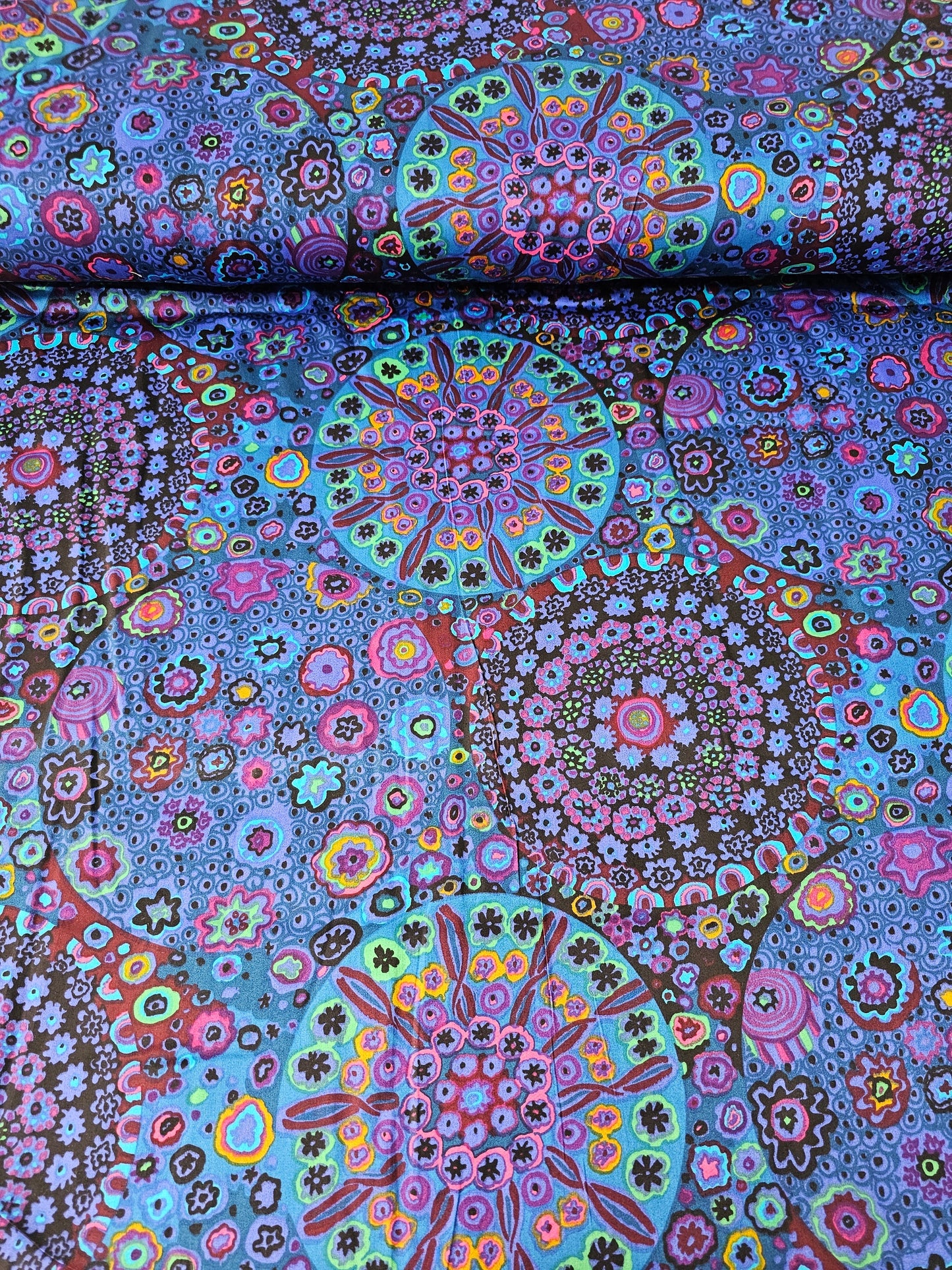 Indigo Purple Millefiore Cotton Sateen 108" - Kaffe Fassett