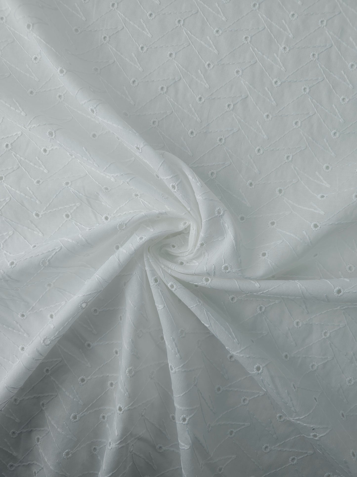 White Abstract Lightning Anglaise Cotton