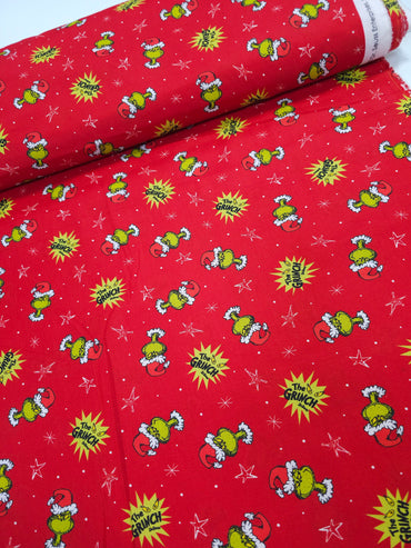 Red Grinch Santa 100% Cotton