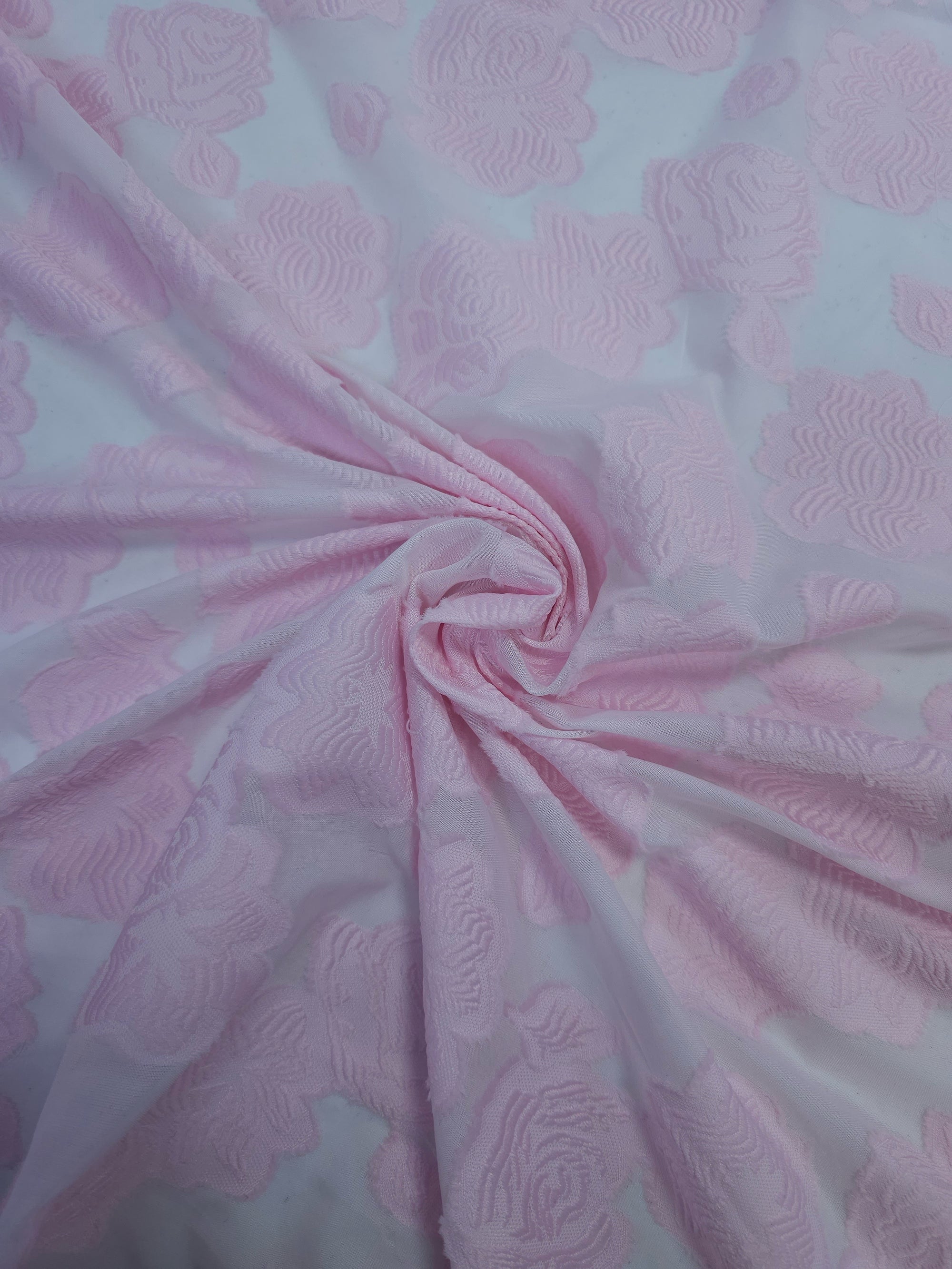 Pink/Clear Embossed Floral Jacquard