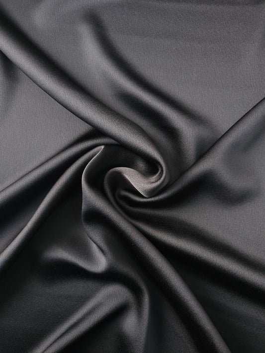 Black Poly Satin Crepe