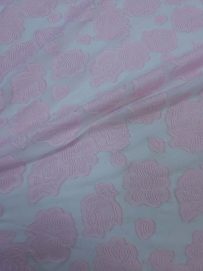 Pink/Clear Embossed Floral Jacquard