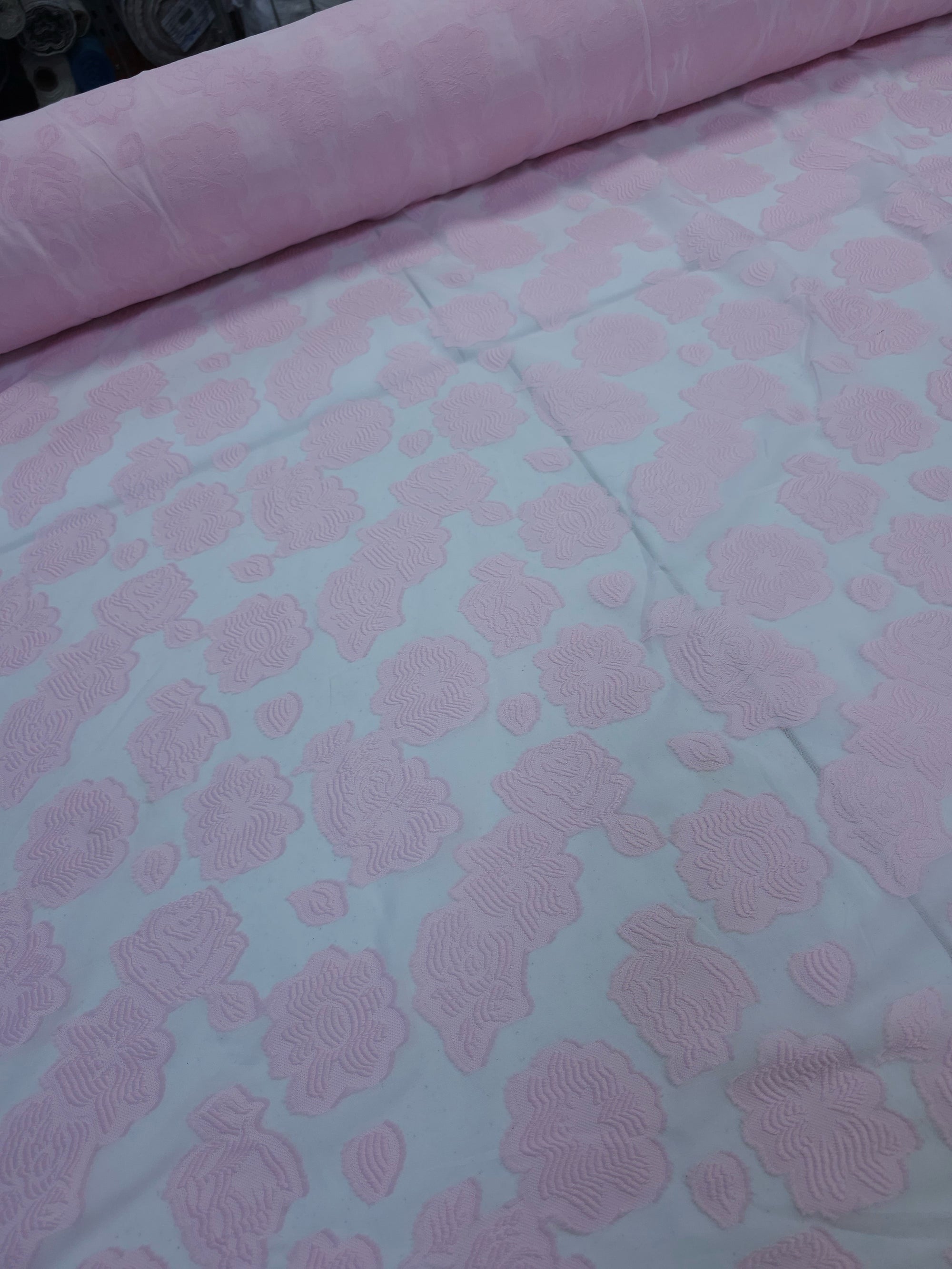 Pink/Clear Embossed Floral Jacquard