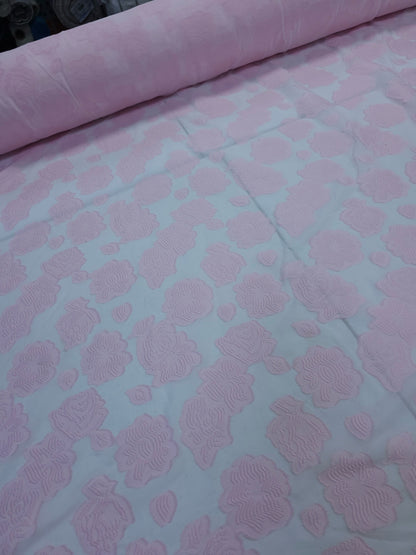 Pink/Clear Embossed Floral Jacquard