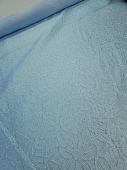 Baby Blue Embossed Daisy Jacquard