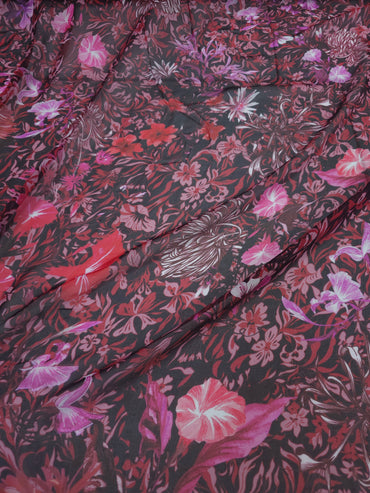 Rouge/Pink Floral Twine Silk Chiffon