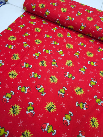 Red Grinch Santa 100% Cotton