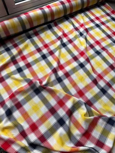 Red/Yellow/Black Tartan Check Viscose