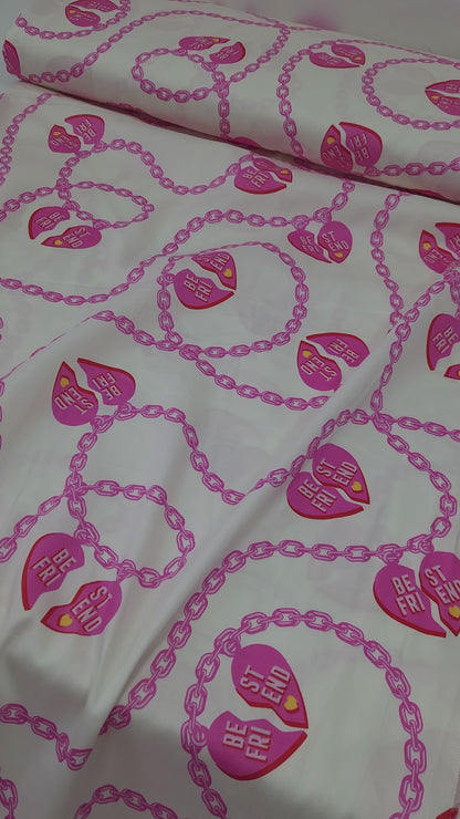 Pink Bestie Chain Cotton Sateen 108" - Tula Pink