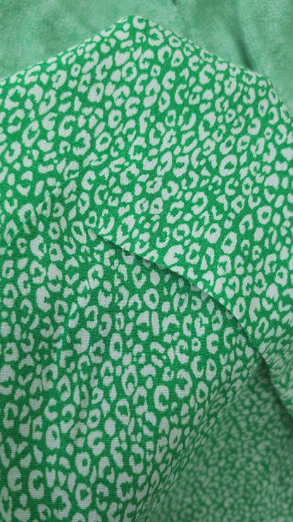 Green Ditsy Leopard Print Viscose Crepe