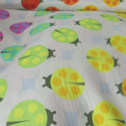 White Tiny Beasts Ladybug Cotton Sateen 108" - Tula Pink