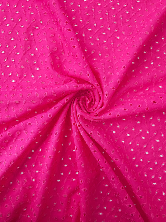 Hot Pink Eyelet Anglaise Cotton