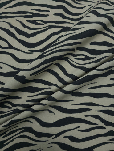 Beige/Black Zebra Stripe Viscose Linen