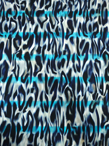 Blue Abstract Blur Viscose Jersey *DEFECT*