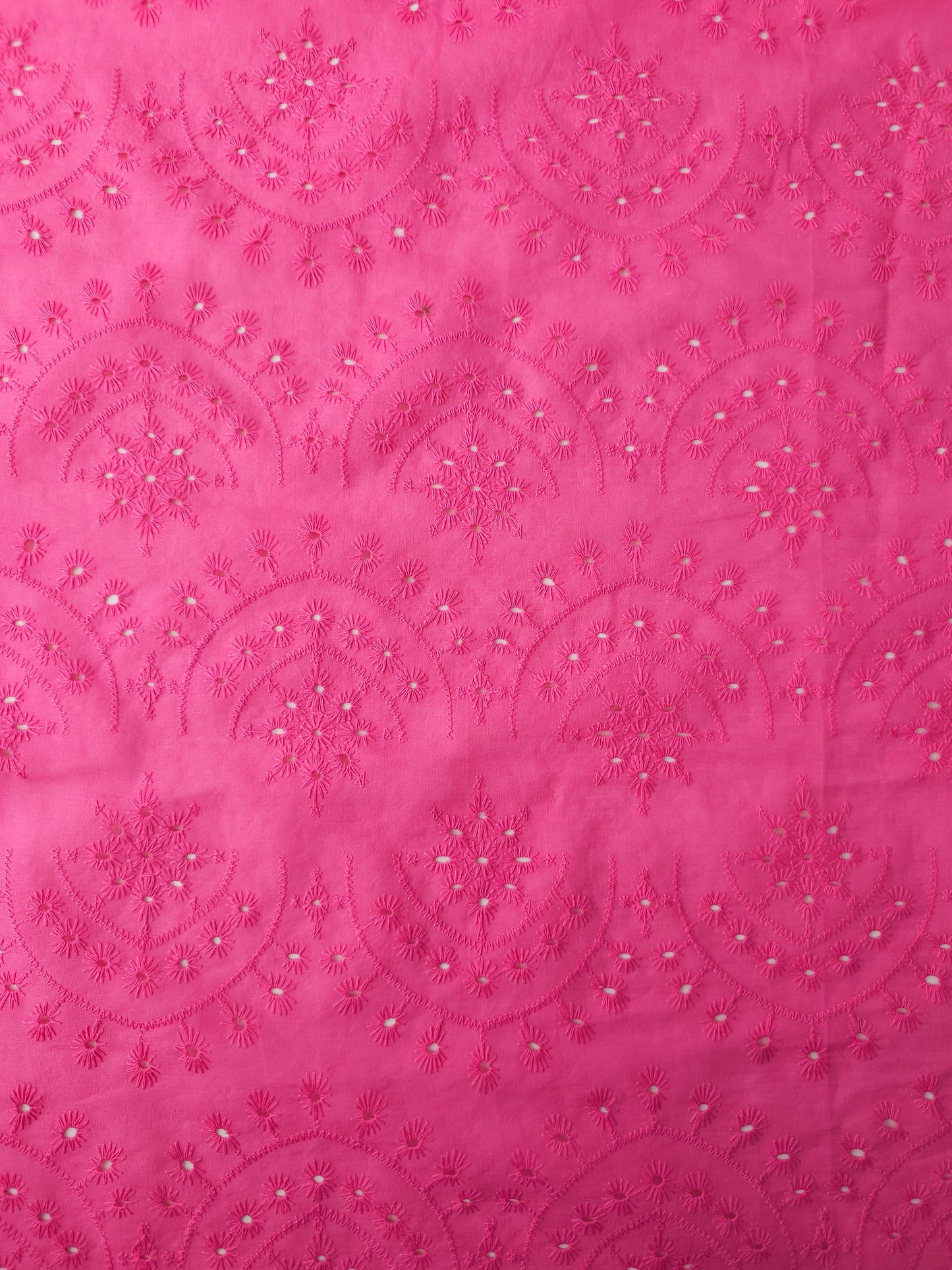 Fuchsia Pink Snowflake Arch Anglaise Cotton