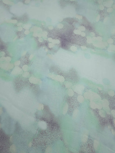 Pale Blue/Purple Abstract Cloud Smudge Silk Chiffon