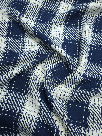 Navy/Ivory Square Check 100% Coating Cotton