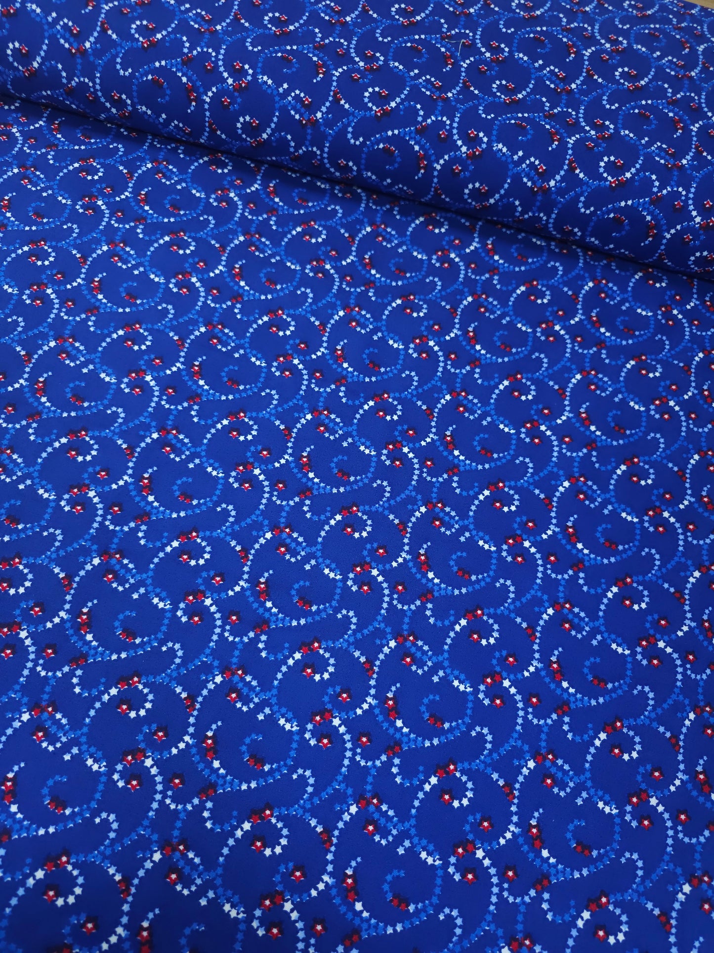 Blue/Red Star Chain 100% Cotton 108"