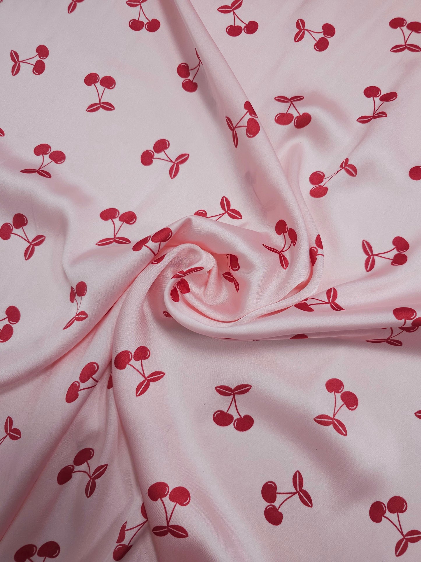 Pink/Red Cherries Satin