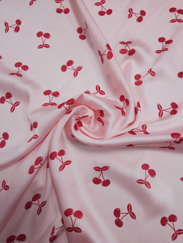 Pink/Red Cherries Satin