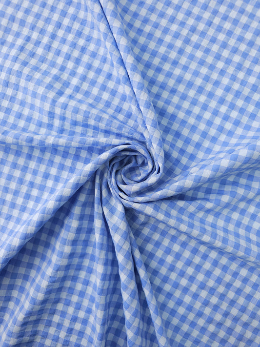 Blue Two-Tone Gingham Cotton