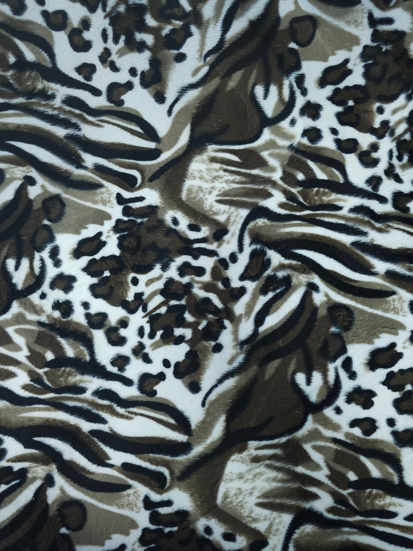 Brown/White Abstract Animal Print Lightweight Velvet