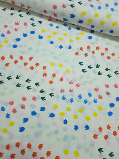 Multicolour Dino Tracks 100% Cotton 112"